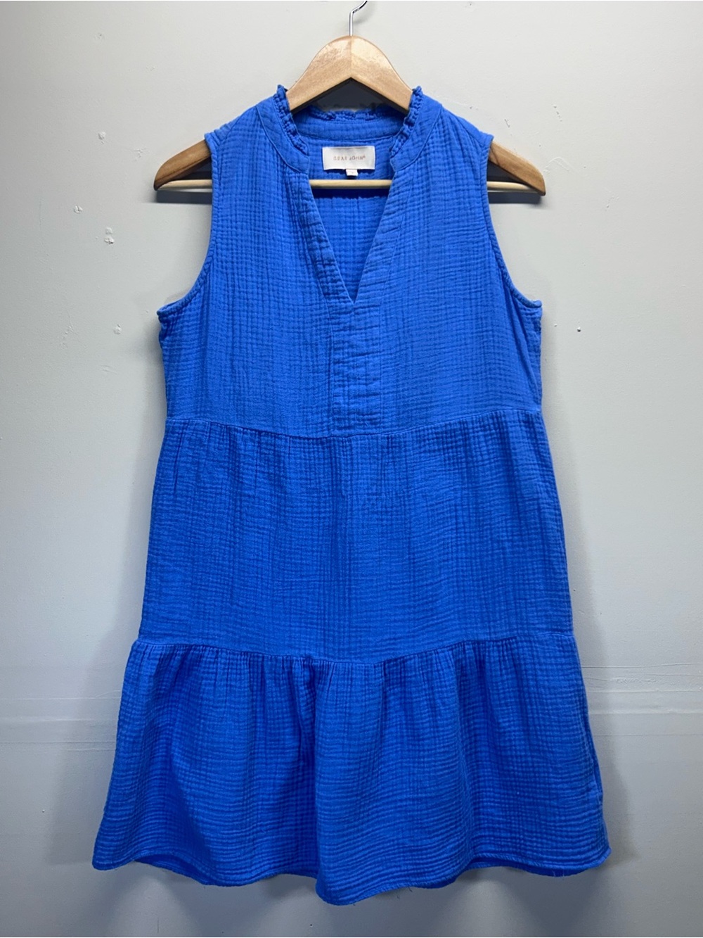 Dear John Blue Sleeveless Tiered Cotton Dress S